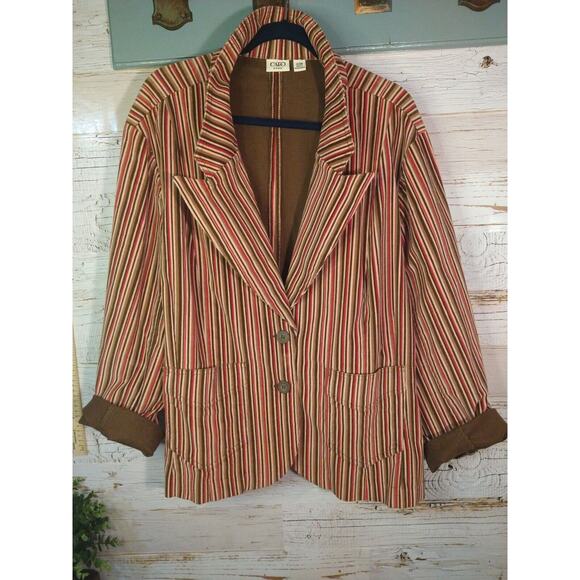 Cato Woman 26/28W Pink Striped Corduroy Blazer Jacket Plus Size Preppy Geekcore - Picture 4 of 7